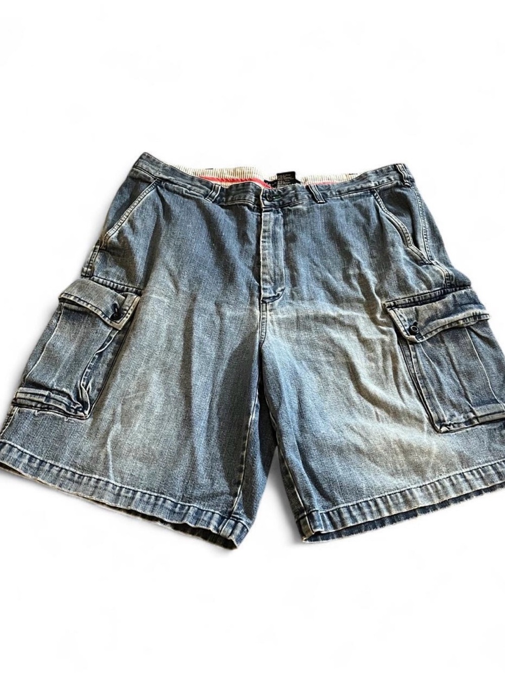 Men’s Vintage 90s Tommy Hilfiger Blue Denim Cargo Shorts Size 38